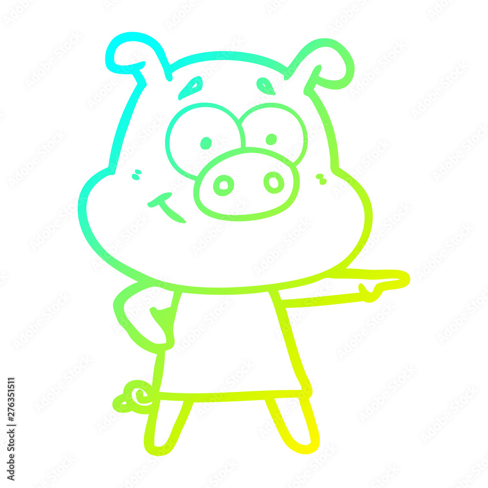 cold gradient line drawing happy cartoon pig cold gradient line drawing happy cartoon pig