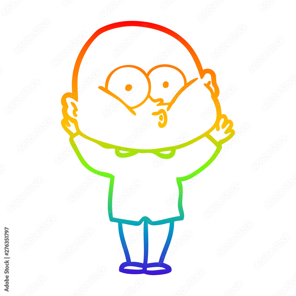 rainbow gradient line drawing cartoon bald man staring rainbow gradient line drawing cartoon bald man staring