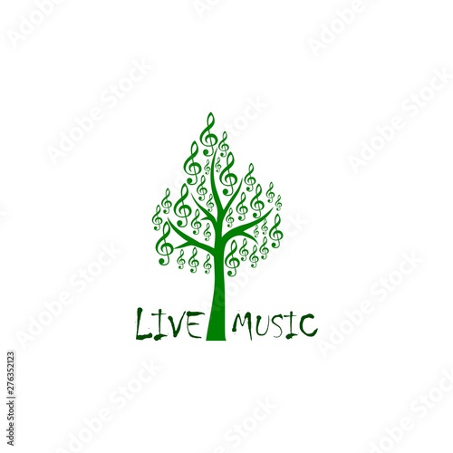 Live music sign icon, Karaoke symbol, Music tree