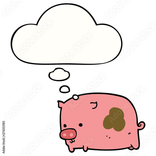 cartoon pig and thought bubble