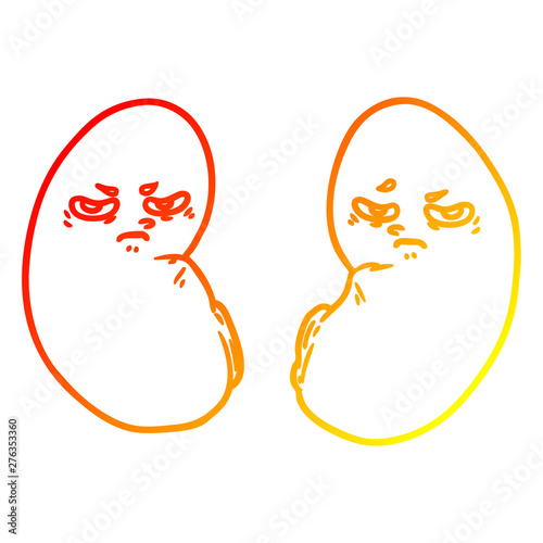 warm gradient line drawing cartoon irritated kidneys