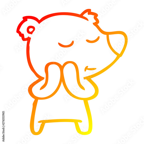 warm gradient line drawing happy cartoon polar bear
