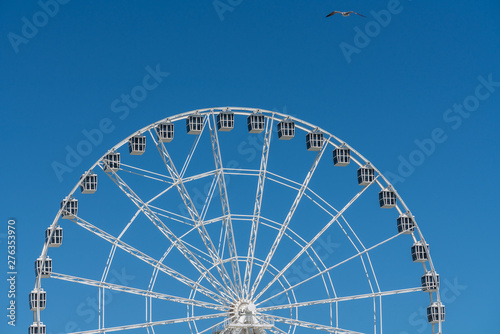 White ferris wheel on Steel Pier in Atlantic City on the New Jersey coast