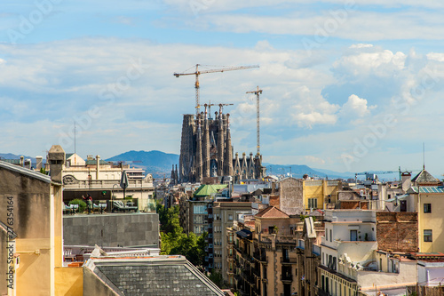 Canvas Print BARCELONA, SPAIN - APRIL 2019: Barcelona City view from above, Barcelona, Spain