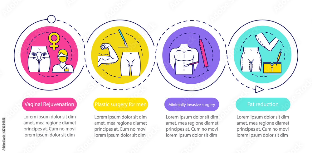 Plastic surgery center service vector infographic template