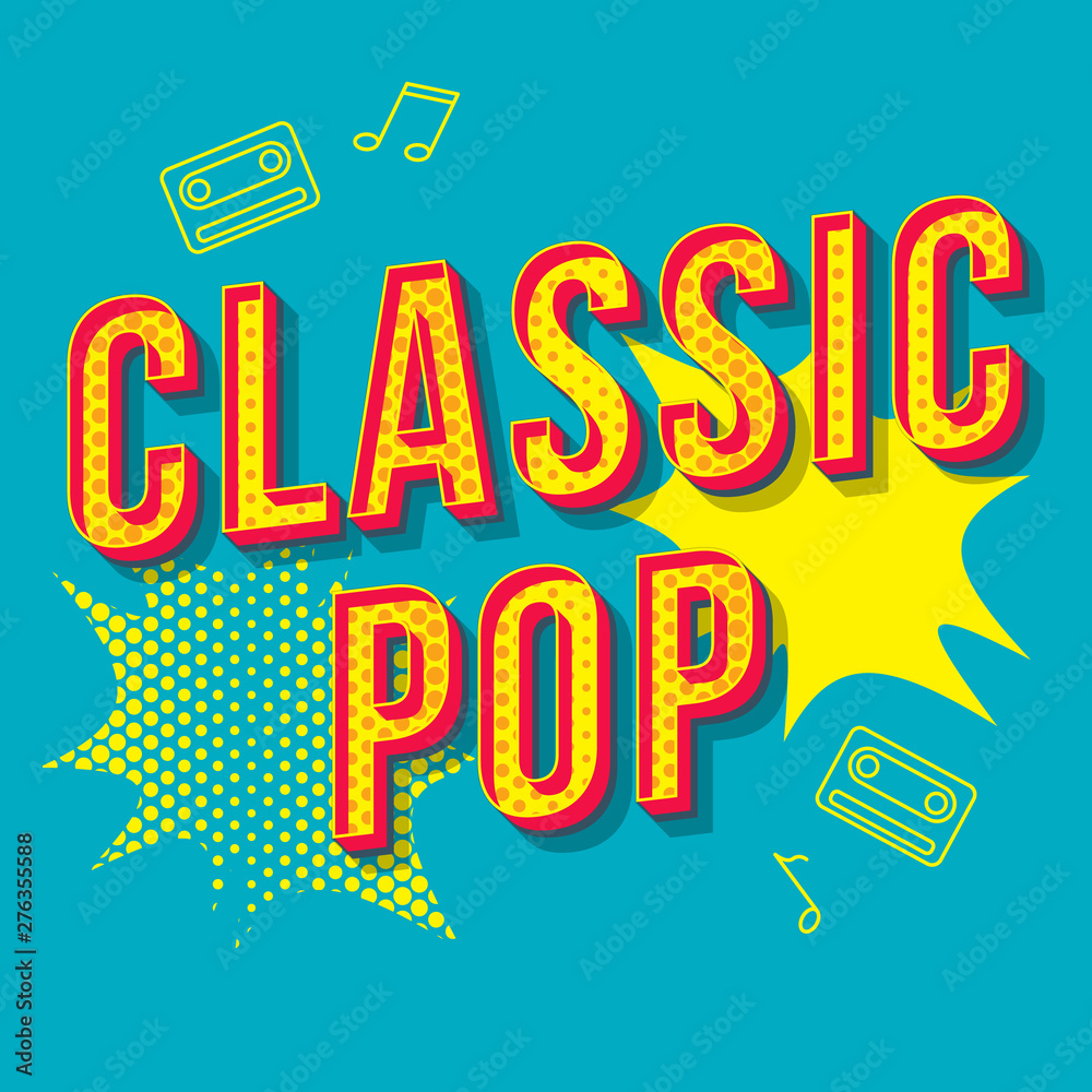 Classic pop vintage 3d vector lettering. Retro bold font, typeface. Pop art  stylized text. Old school style letters. 90s, 80s poster, banner, t shirt  typography design. Turquoise color background Stock Vector
