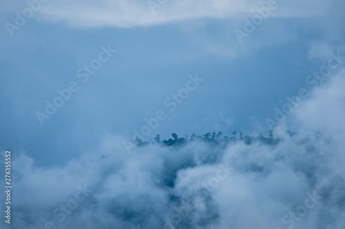 Mountain and fog at Champasak, Laos © kantharochana