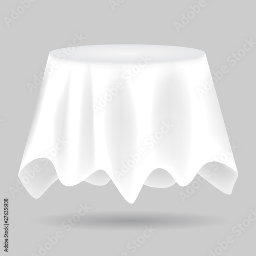 Empty Round Tablecloth mockup. High detailed vector illustration.