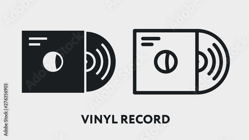 Vinyl Record LP Retro Cover Music. Vector Flat Line Icon Illustration.