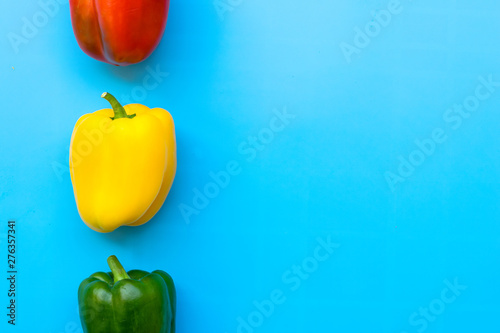 Summer of sweet bell pepper on blue background.