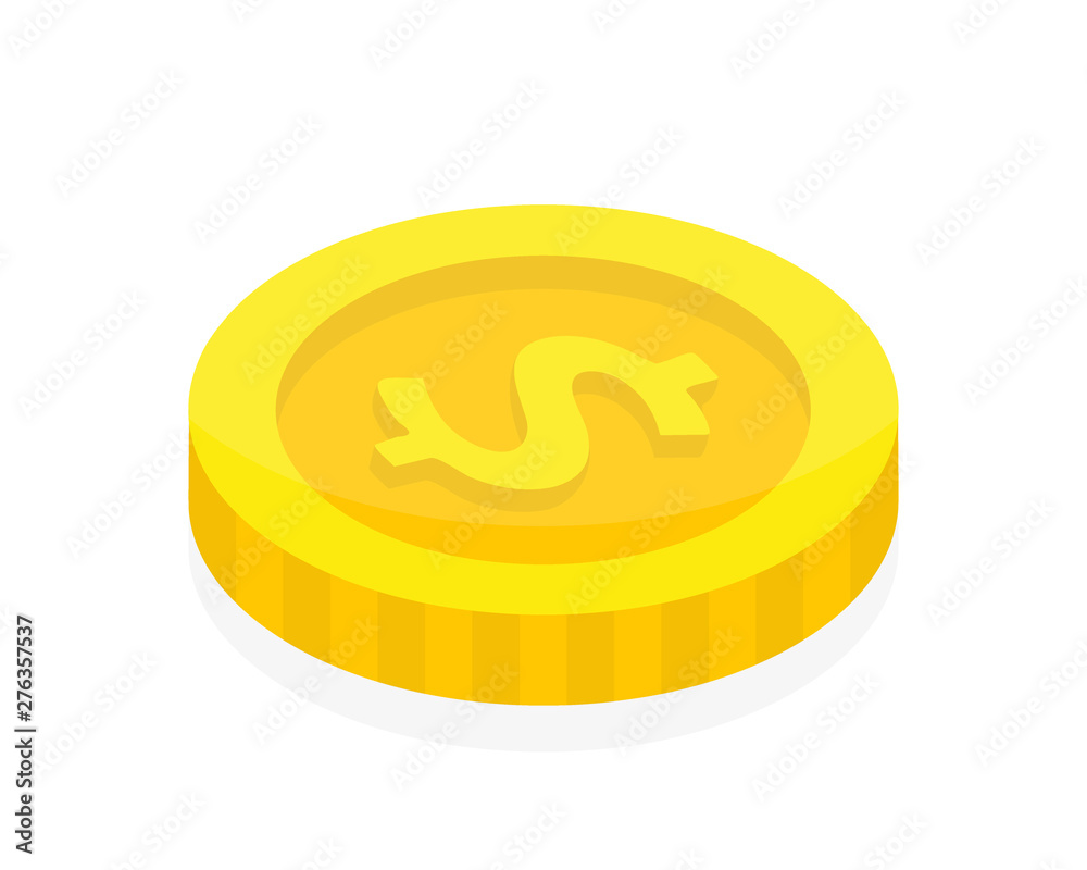 Dollar coin in isometric style. 3d money flat icon illustration. Dollar coin in isometric style. 3d money flat icon illustration.