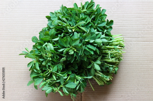 Bunch of fenugreek leaves isolated