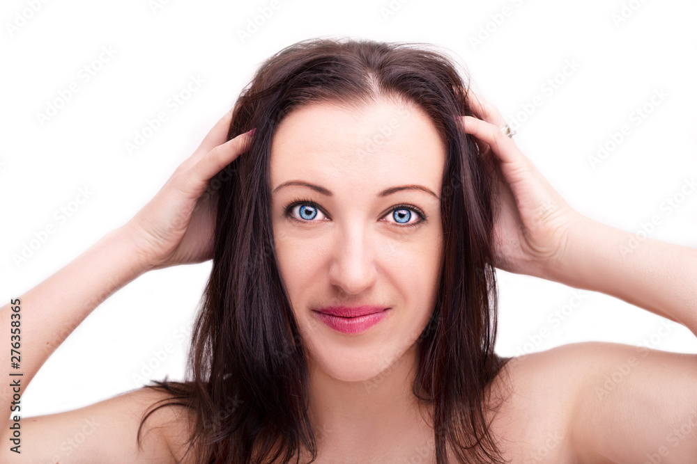 A portrait of beautiful face with beautiful eyes - isolated on white. A portrait of beautiful face with beautiful eyes - isolated on white.