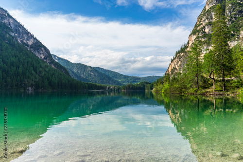 Lago di Braies  beautiful lake in the Dolomites.