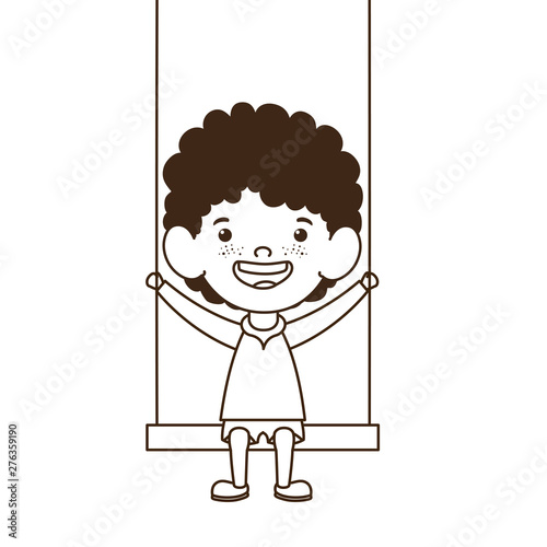 silhouette of baby boy in swing smiling