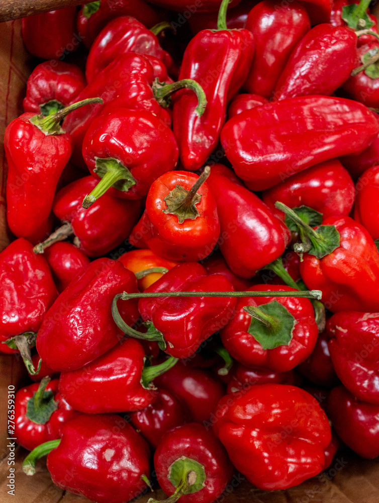 Close-up of red chili peppers forming an attractive texture