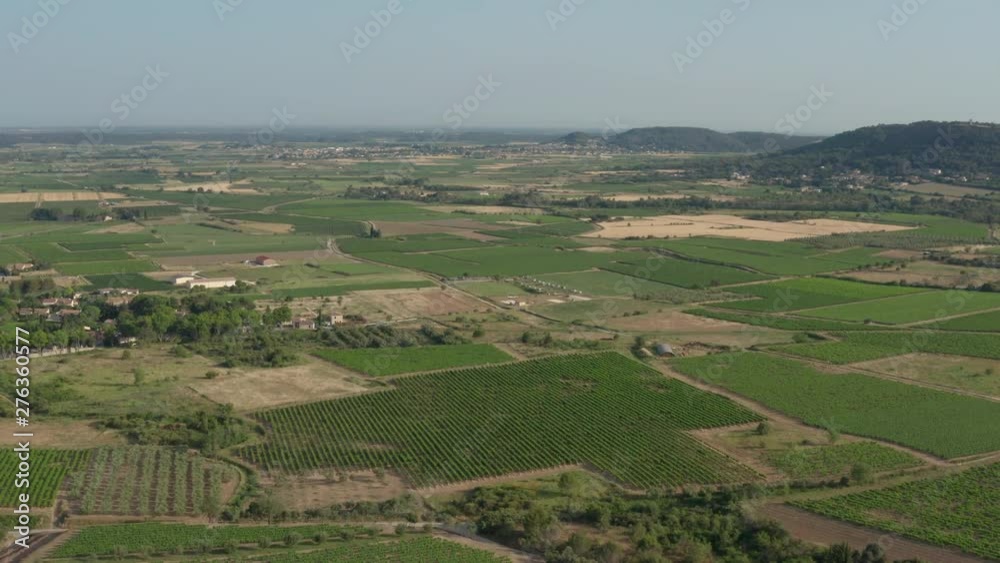 Gard department vineyards fields France aerial shot Gard department vineyards fields France aerial shot