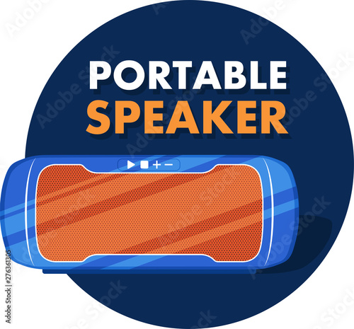 Portable wireless speaker in flat style