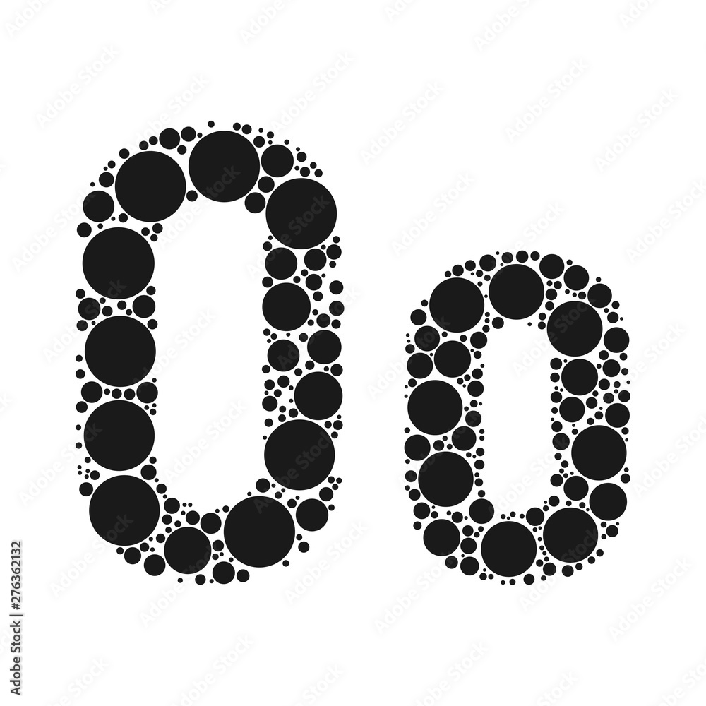 A letter of the alphabet from black circles laid out by mozayka. A letter of the alphabet from black circles laid out by mozayka.