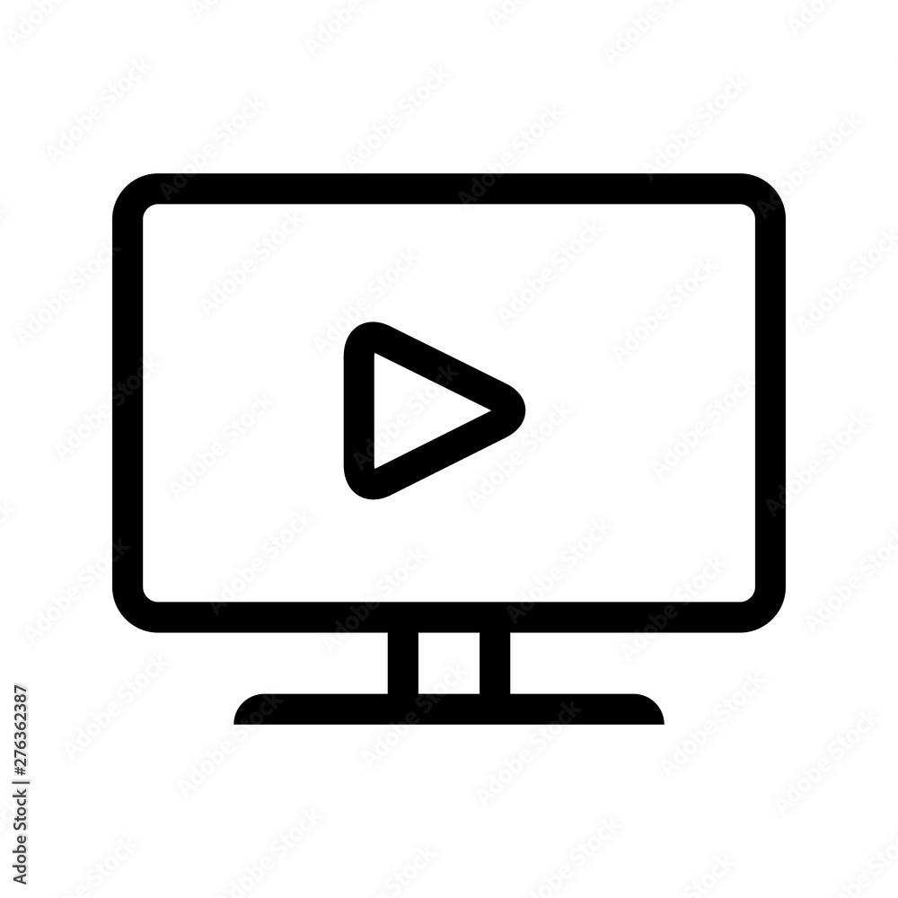 Play button icon vector. Streaming tv illustration on white isolated background. Broadcast business concept. Play button icon vector. Streaming tv illustration on white isolated background. Broadcast business concept.