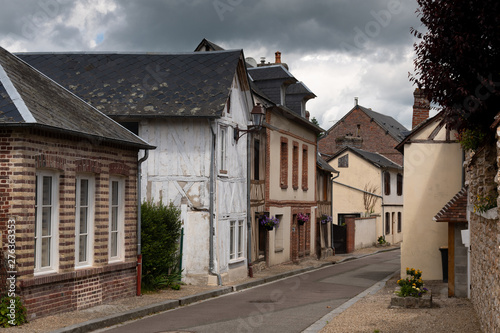 Travel destination in Northern vintage old town village in Normandie district in France. 
