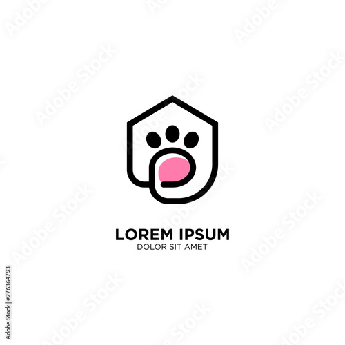 dog pet house home logo vector icon line art outline