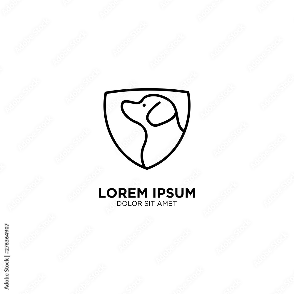 Protect dog Logo vector icon line art outline Protect dog Logo vector icon line art outline