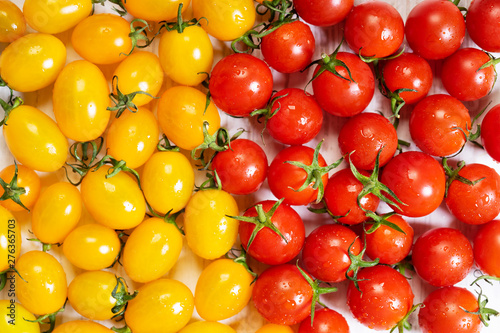 Juicy fresh red and yellow tomatoes