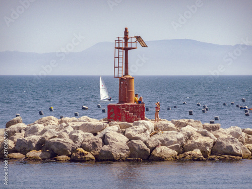 Faro sul Lungomare di Mergellina, Napoli, Italia photo