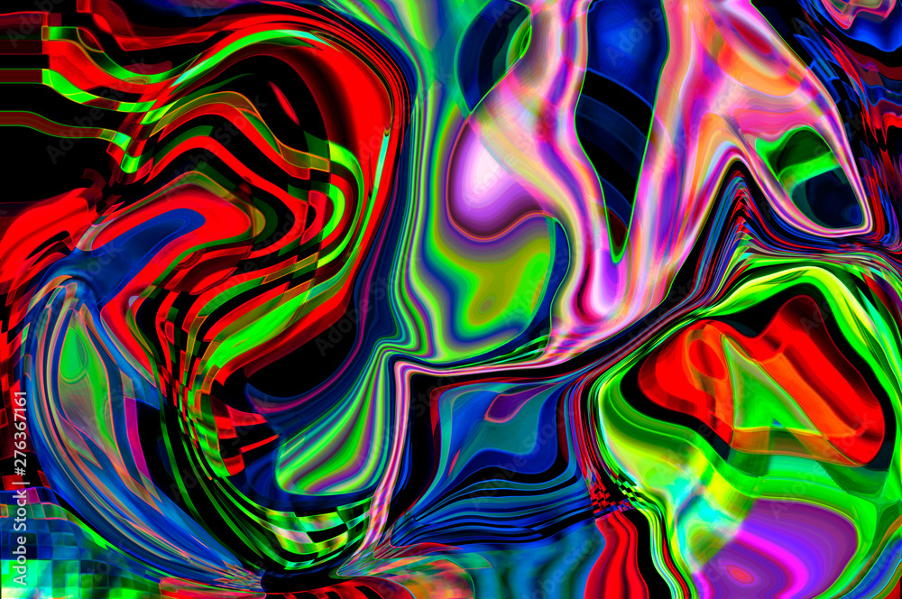 Psychedelic pattern in neon colors / Abstract background, psychedelic pattern in neon colors of a digital glitch.