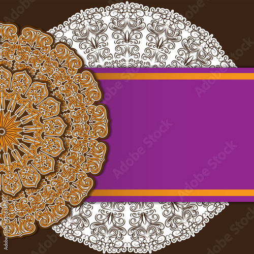 Vector mandala decor for your design with abstract ornament. Vector trinal business card. Oriental design Layout. Islam, Arabic, Indian, ottoman motifs. Ornamental doodle background. photo