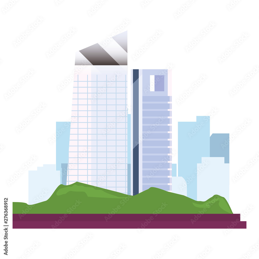 Obraz premium high building city towers park panorama