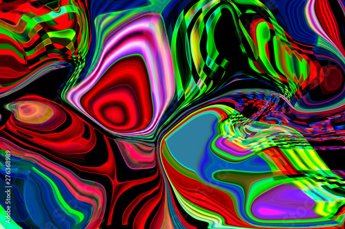 Fototapeta Naklejka Na Ścianę i Meble -  Psychedelic pattern in neon colors / Abstract background, psychedelic pattern in neon colors of a digital glitch.