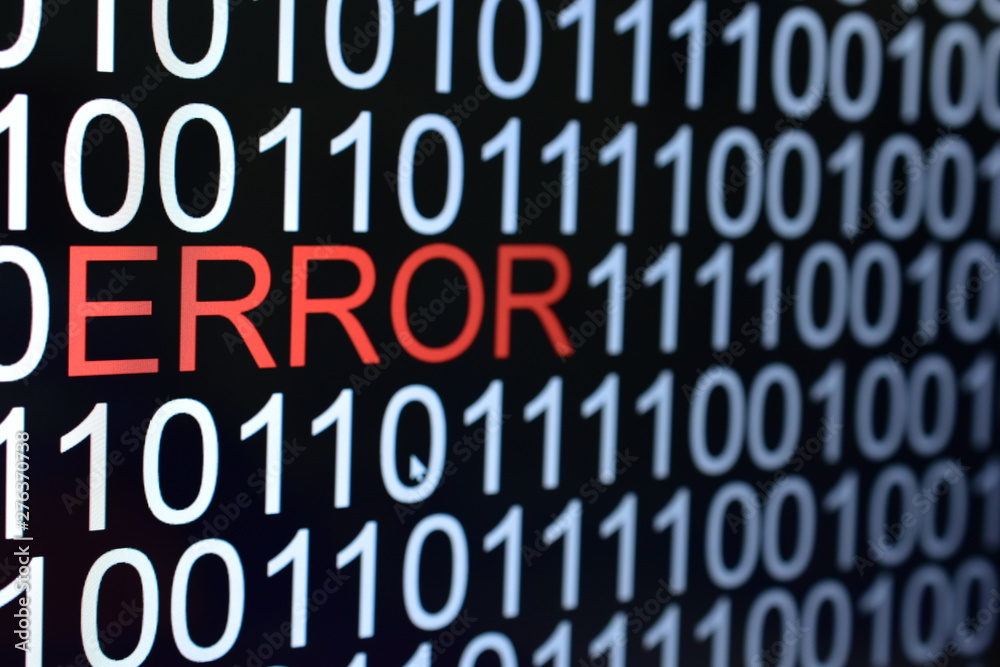 The binary code number background with ERROR word in red color The binary code number background with ERROR word in red color