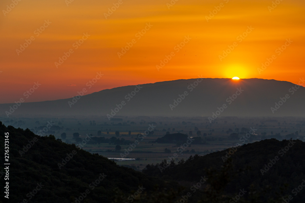 Greek summer sunset near Kavala, Eastern Macedonia, Northern Greece