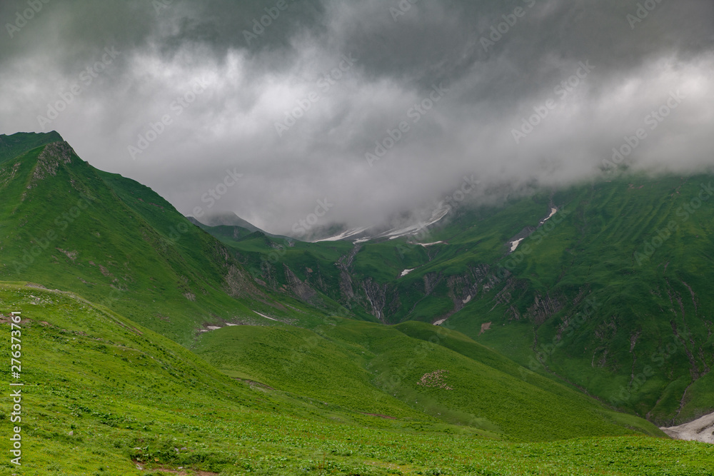 beautiful panoramas of the mountains against the sky and clouds