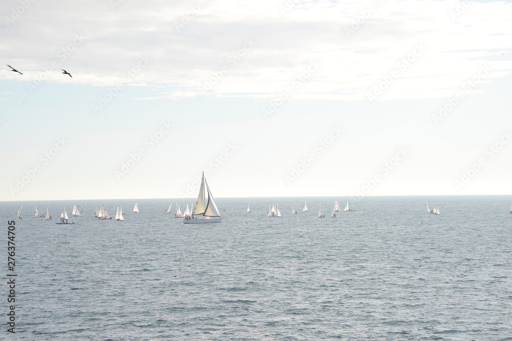 Fototapeta premium Sailboats in the middle of the sea