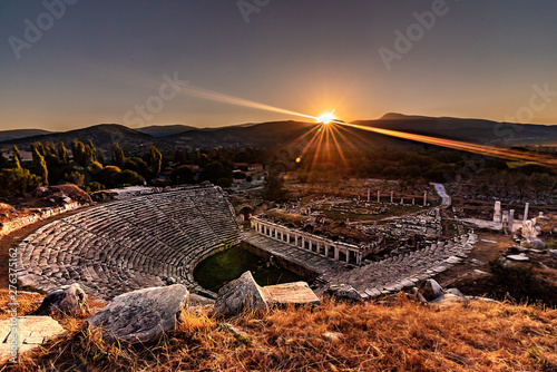 Night star exposure in ancient city of Aphrodisias photo