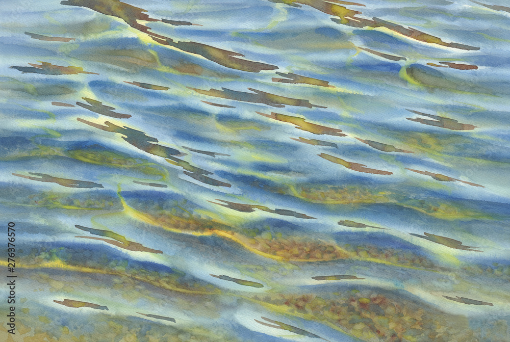 Sunny sea with transparent waves watercolor background Sunny sea with transparent waves watercolor background
