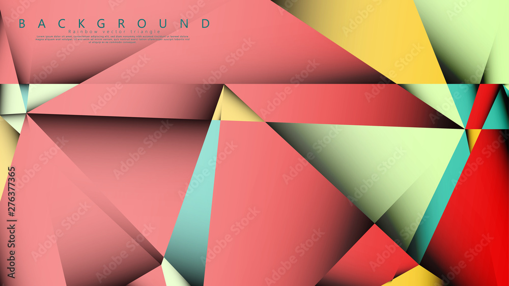 Vector Background of the Mosaic Triangle with a combination of pastel blue, red and yellow. Geometric illustration style with gradients and transparency. Vector Background of the Mosaic Triangle with a combination of pastel blue, red and yellow. Geometric illustration style with gradients and transparency.