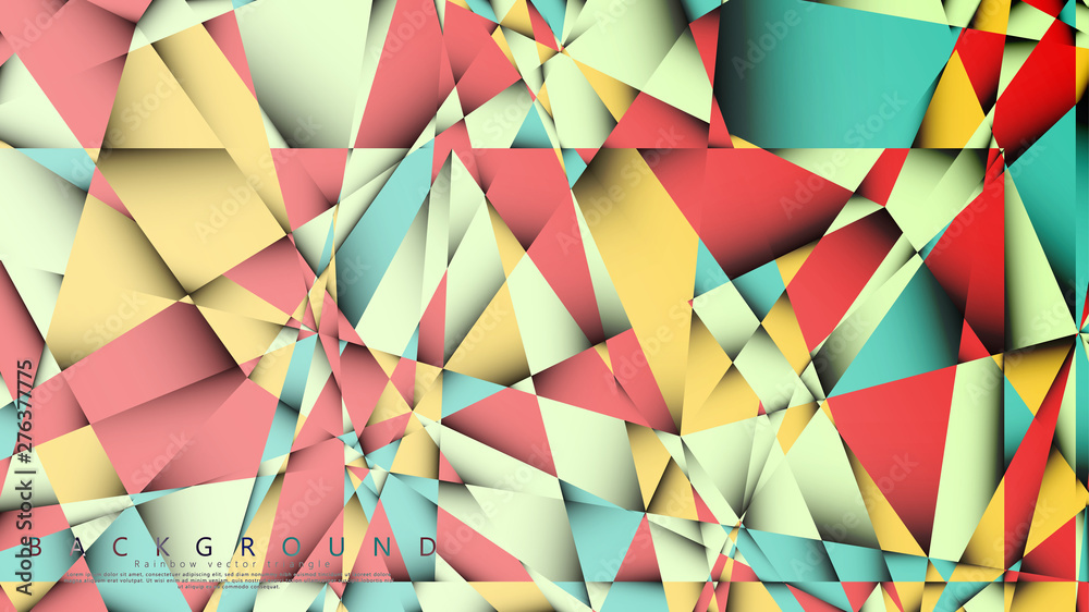 Vector Background of the Mosaic Triangle with a combination of pastel blue, red and yellow. Geometric illustration style with gradients and transparency. Vector Background of the Mosaic Triangle with a combination of pastel blue, red and yellow. Geometric illustration style with gradients and transparency.