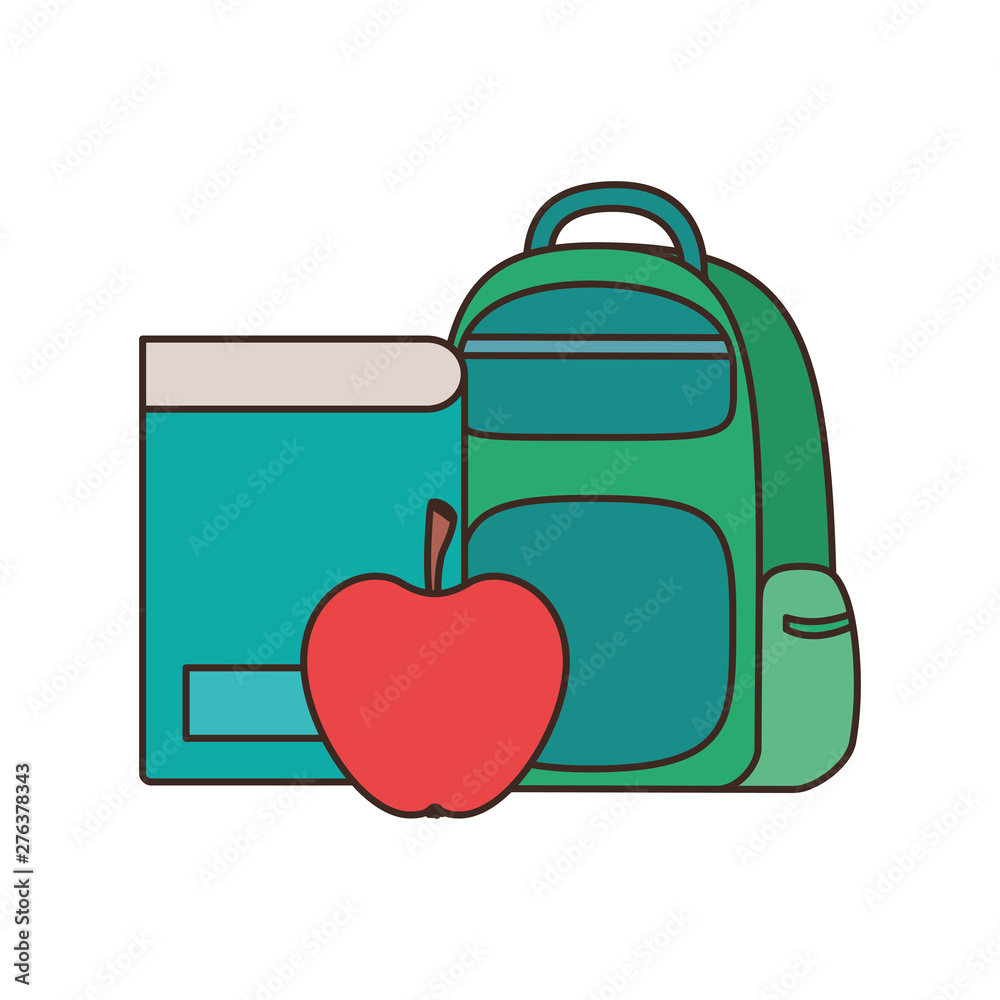 handbag school with notebooks on white background handbag school with notebooks on white background