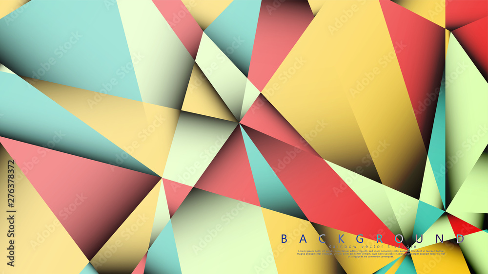 Vector Background of the Mosaic Triangle with a combination of pastel blue, red and yellow. Geometric illustration style with gradients and transparency. Vector Background of the Mosaic Triangle with a combination of pastel blue, red and yellow. Geometric illustration style with gradients and transparency.