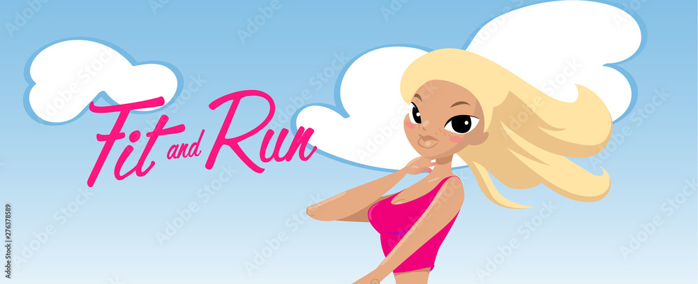 Cartoon girl character design for yoga and dym poster design. Cartoon girl character design for yoga and dym poster design.