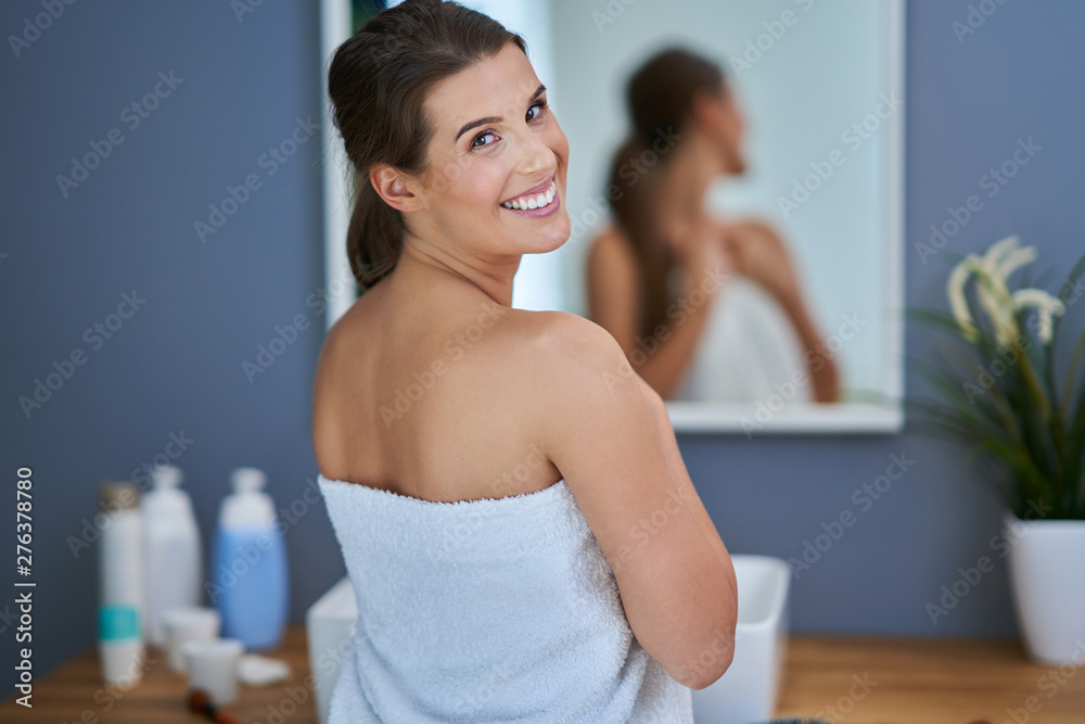 Beautiful brunette woman in the bathroom Beautiful brunette woman in the bathroom