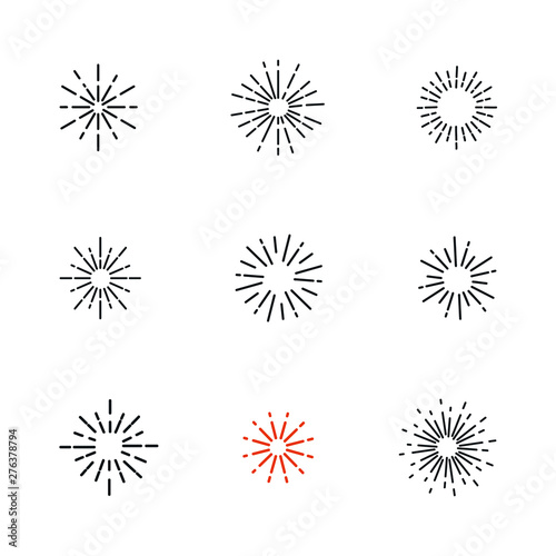 Set of firework line icons. 