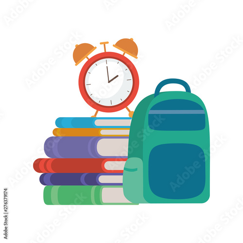 handbag school with notebooks on white background