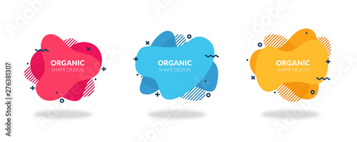 Modern abstract shape composition design set - colorful organic banner templates - collection of flat geometric liquid forms - can be used for logo flyer or presentation designs