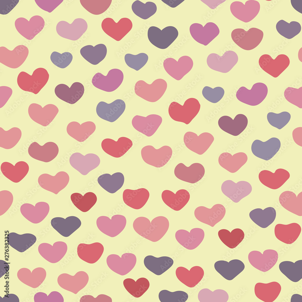 A seamless vector valentine pattern with colorful hearts. Surface print design.