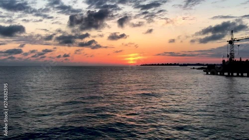 Sunset on the horizon of the sea